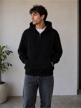 G-Star Men's Quarter Zip up front pocket Hoodie